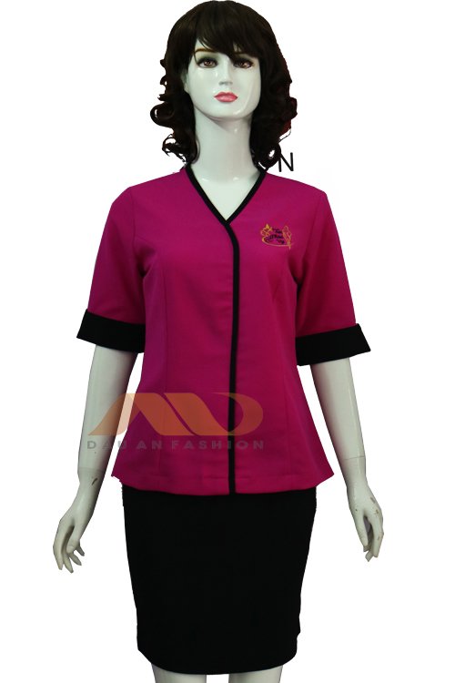 AS0097 Pink Black Spa Uniform Dress